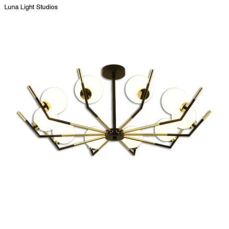 Contemporary Iron Claw Chandelier With White Glass Shade - 6/8/10 Lights Pendant