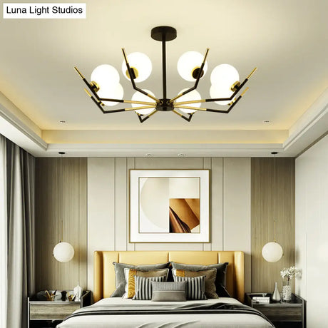 Contemporary Iron Claw Chandelier With White Glass Shade - 6/8/10 Lights Pendant
