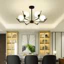 Contemporary Iron Claw Chandelier With White Glass Shade - 6/8/10 Lights Pendant 6 / Black