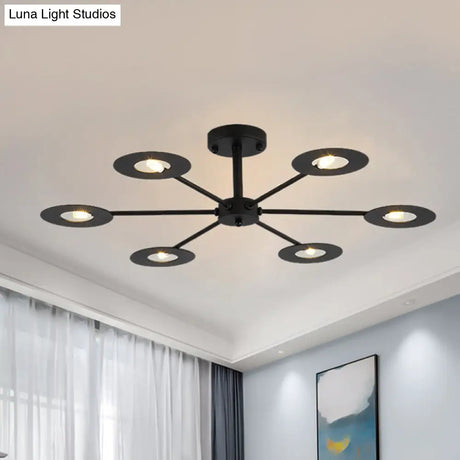 Contemporary Iron Sputnik Chandelier: 6/8-Head Hanging Lamp For Bedroom Black/White/Black-Gold