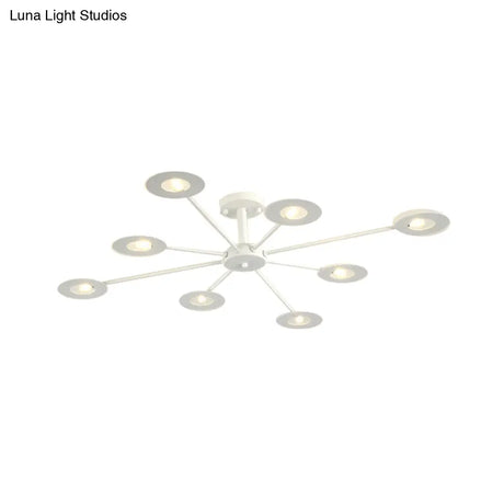 Contemporary Iron Sputnik Chandelier: 6/8-Head Hanging Lamp For Bedroom Black/White/Black-Gold