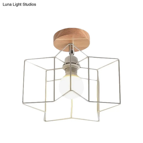 Contemporary Iron Wire Flush Mount Porch Light With Rotatable Head