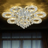 Contemporary K9 Crystal Chrome Ring Led Ceiling Lamp - Multiple Sizes & Colors Available / 33.5’