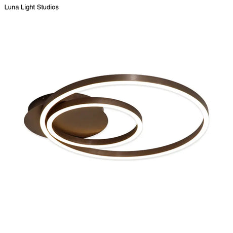 Contemporary Led Acrylic Ceiling Flush Light Fixture In Black/Brown 1/2/3 - Ring Warm/White/Natural