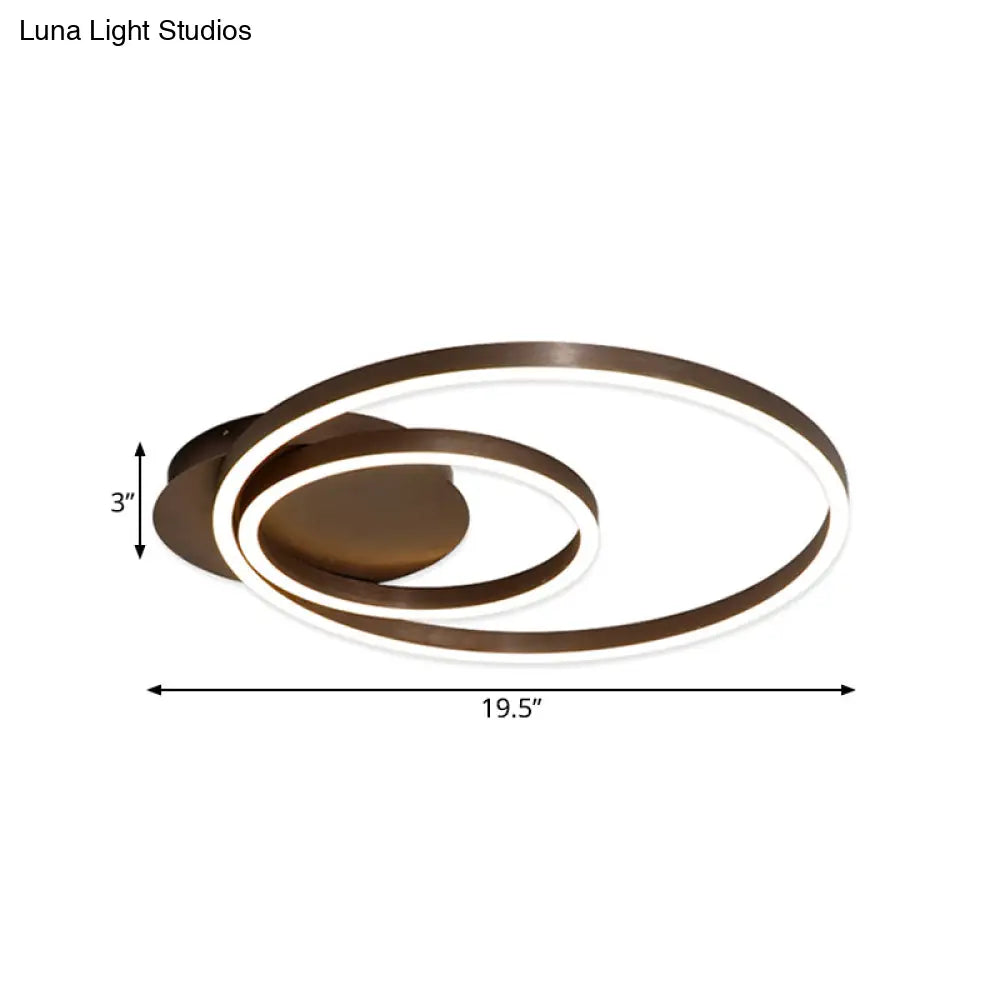 Contemporary Led Acrylic Ceiling Flush Light Fixture In Black/Brown 1/2/3 - Ring Warm/White/Natural