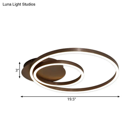 Contemporary Led Acrylic Ceiling Flush Light Fixture In Black/Brown 1/2/3 - Ring Warm/White/Natural