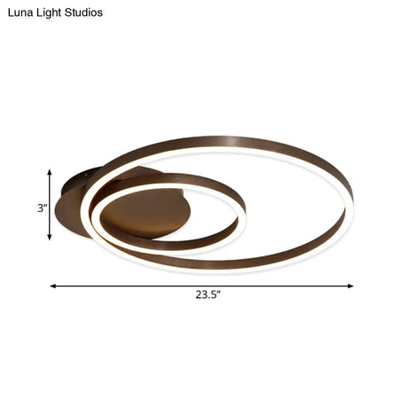 Contemporary Led Acrylic Ceiling Flush Light Fixture In Black/Brown 1/2/3 - Ring Warm/White/Natural