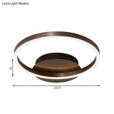 Contemporary Led Acrylic Ceiling Flush Light Fixture In Black/Brown 1/2/3 - Ring Warm/White/Natural