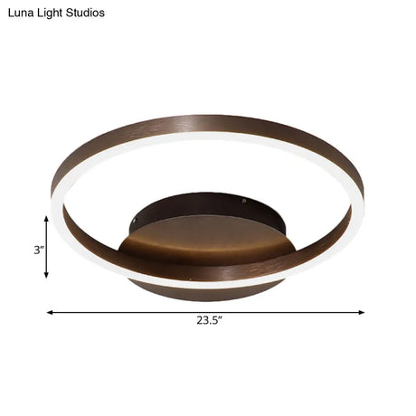 Contemporary Led Acrylic Ceiling Flush Light Fixture In Black/Brown 1/2/3 - Ring Warm/White/Natural