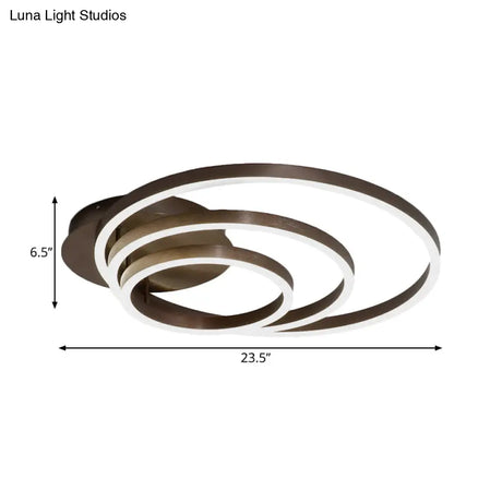 Contemporary Led Acrylic Ceiling Flush Light Fixture In Black/Brown 1/2/3 - Ring Warm/White/Natural