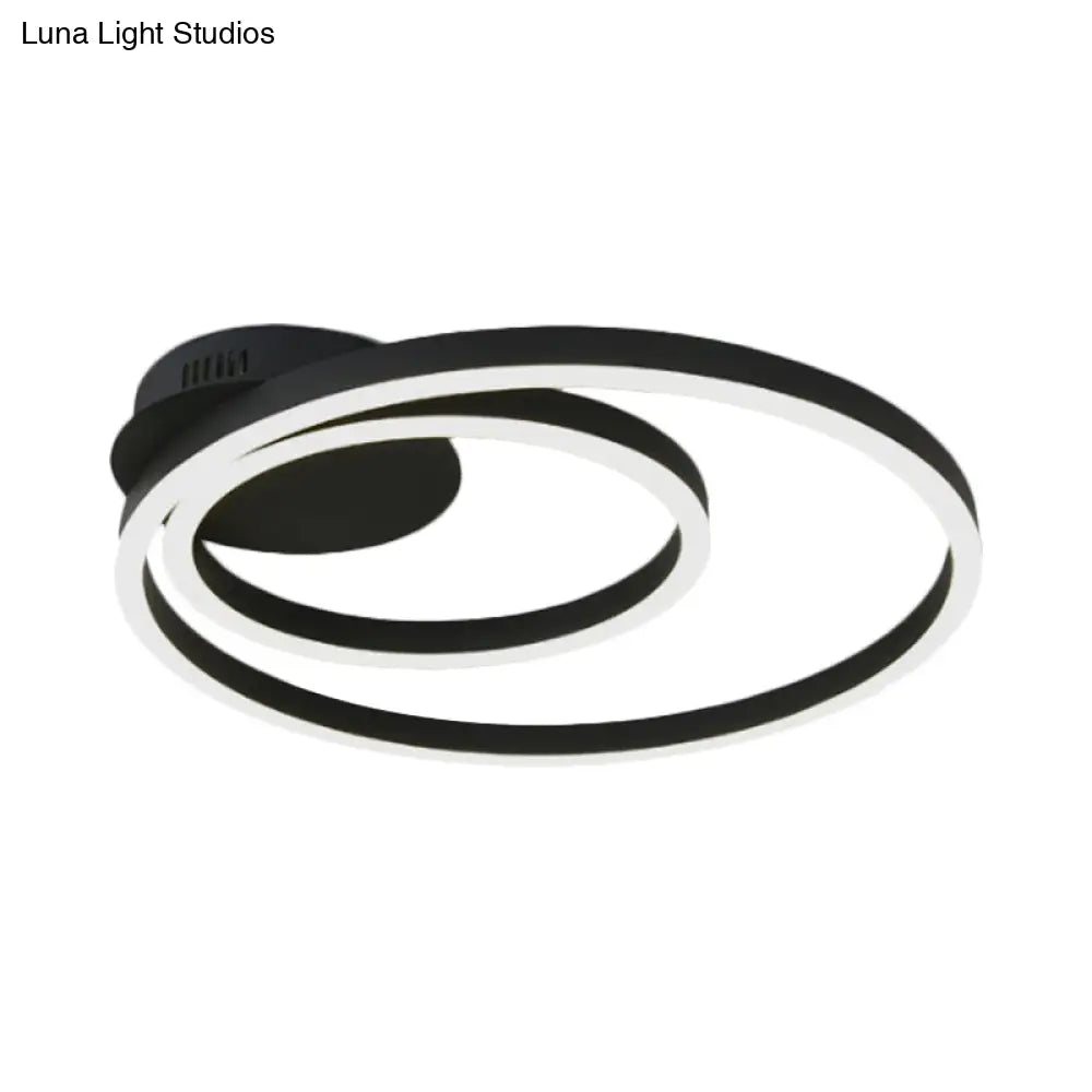 Contemporary Led Acrylic Ceiling Flush Light Fixture In Black/Brown 1/2/3 - Ring Warm/White/Natural