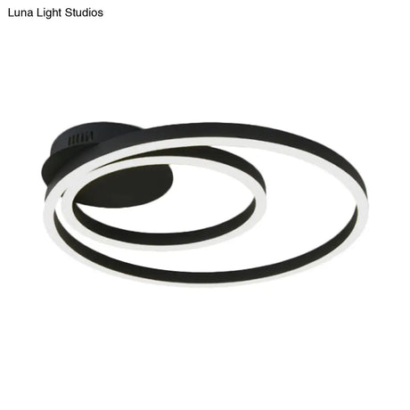 Contemporary Led Acrylic Ceiling Flush Light Fixture In Black/Brown 1/2/3 - Ring Warm/White/Natural