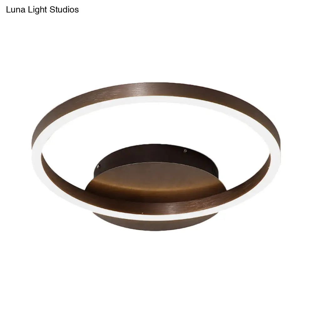 Contemporary Led Acrylic Ceiling Flush Light Fixture In Black/Brown 1/2/3 - Ring Warm/White/Natural