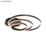 Contemporary Led Acrylic Ceiling Flush Light Fixture In Black/Brown 1/2/3 - Ring Warm/White/Natural