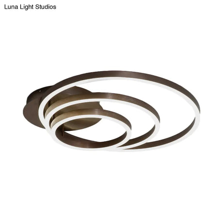 Contemporary Led Acrylic Ceiling Flush Light Fixture In Black/Brown 1/2/3 - Ring Warm/White/Natural