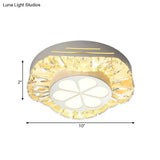 Contemporary Led Acrylic Flush Mount Ceiling Light - White Finish With Clear Crystal Flushmount