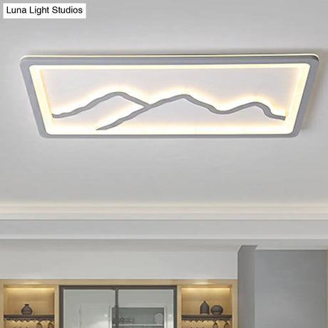 Contemporary Led Acrylic Flush Mount Light In White/Warm - Square/Rectangle 19.5’/23.5’/35.5’ Wide