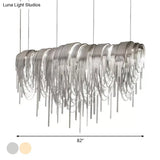 Contemporary Led Aluminum Chainmail Chandelier Pendant Light For Living Room