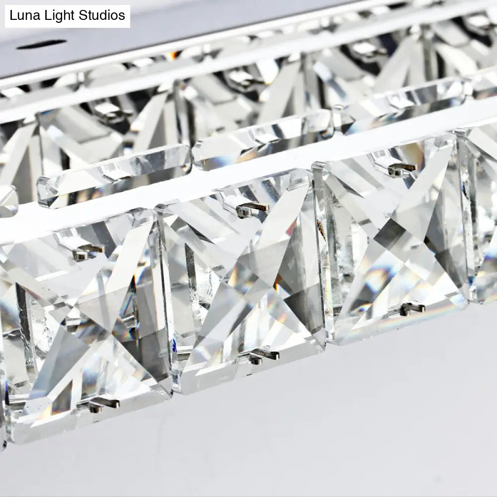 Contemporary Led Bathroom Vanity Wall Light With Clear/Champagne Crystal - 16/22 Width Warm/White