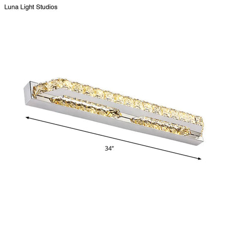 Contemporary Led Bathroom Vanity Wall Light With Clear/Champagne Crystal - 16/22 Width Warm/White