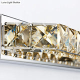 Contemporary Led Bathroom Vanity Wall Light With Clear/Champagne Crystal - 16/22 Width Warm/White