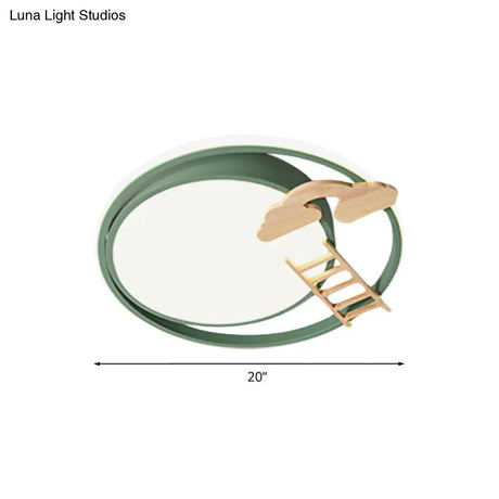 Contemporary Led Bedroom Flush Light With Acrylic Shade & Rainbow Bridge/Windmill/Carrot Décor