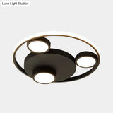 Contemporary Led Black Flush Mount Bear Head Acrylic Light Fixture