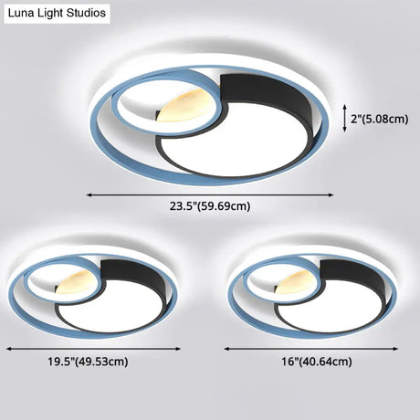 Contemporary Led Blue Flush Mount Ceiling Light - Acrylic Close-To-Ceiling Lighting