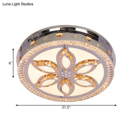 Contemporary Led Ceiling Lamp With Stainless - Steel Finish And Clear Crystal Blocks