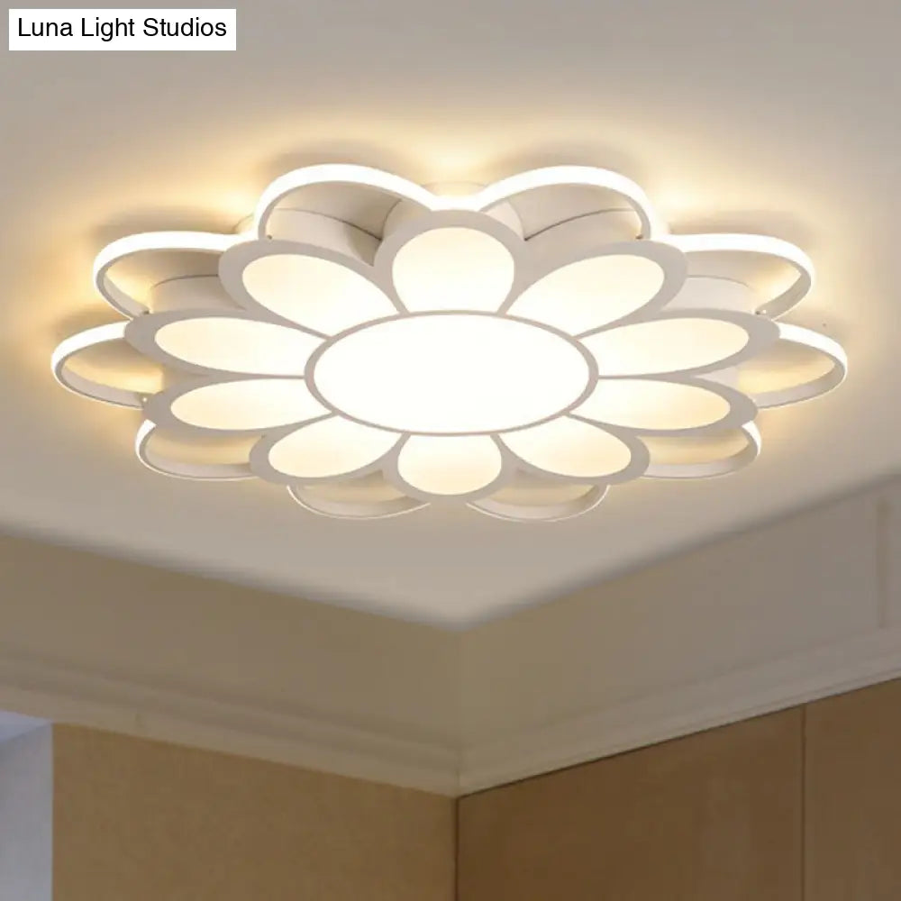 Contemporary Led Ceiling Light: 20.5’/27’/31.5’ Dia White Metal Flush Mount Fixture For