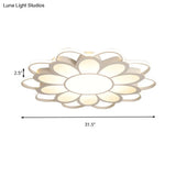 Contemporary Led Ceiling Light: 20.5’/27’/31.5’ Dia White Metal Flush Mount Fixture For