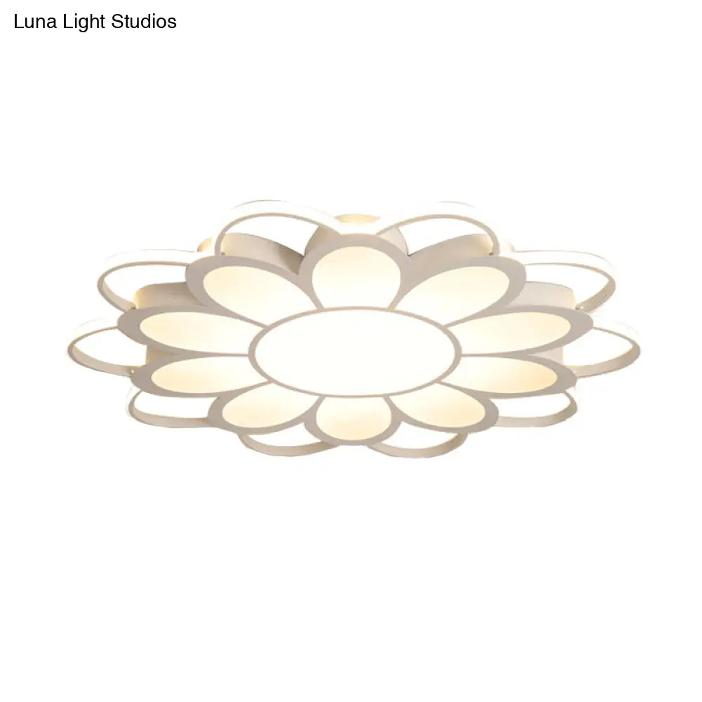 Contemporary Led Ceiling Light: 20.5’/27’/31.5’ Dia White Metal Flush Mount Fixture For