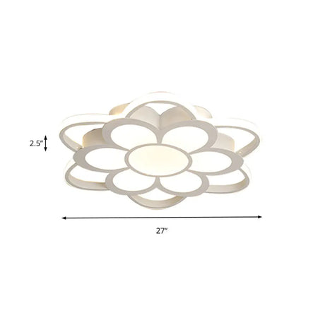 Contemporary Led Ceiling Light: 20.5/27/31.5 Dia White Metal Flush Mount Fixture For Living Room