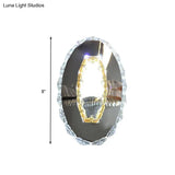 Contemporary Led Chrome Wall Mount Light Fixture: Crystal Prism Oval Lighting In Warm/White/2 Color
