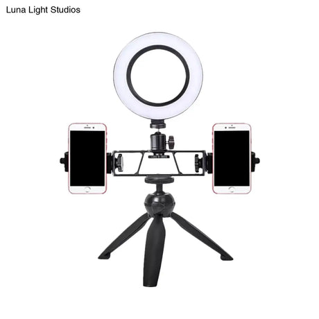 Contemporary Led Circular Vanity Light - Black Iron Tripod Design