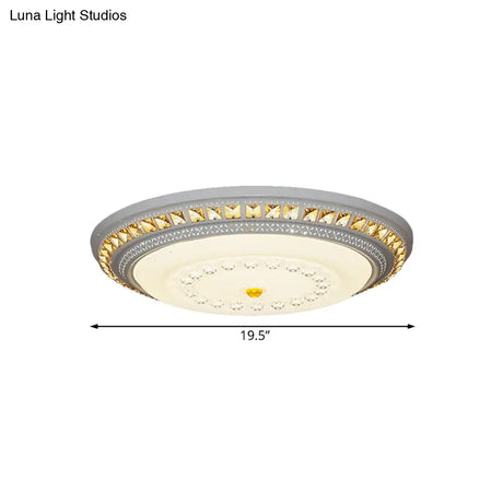 Contemporary Led Crystal Accent Ceiling Light Fixture - White 19.5’/23.5’/31.5’ Width
