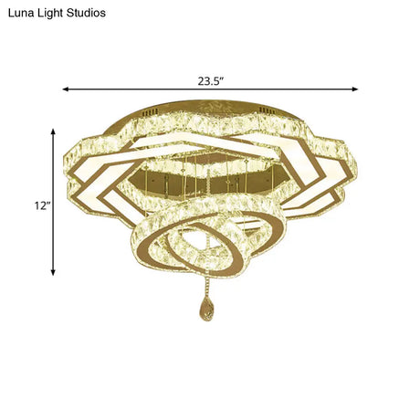 Contemporary Led Crystal Ceiling Light - Polished Chrome Finish