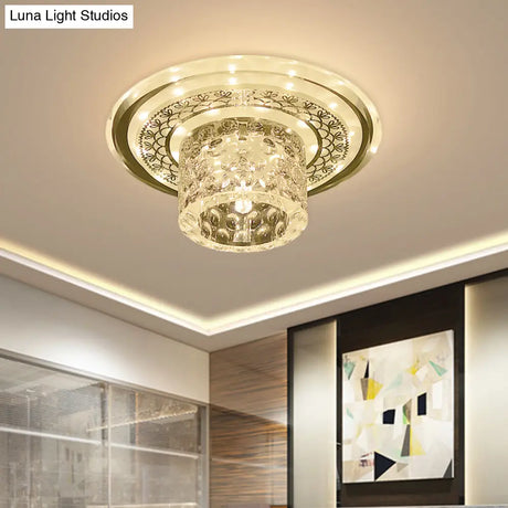 Contemporary Led Crystal Flushmount Ceiling Light For Corridor