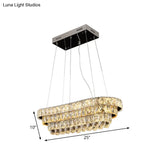 Contemporary Led Crystal Pendant Light For Restaurants - Chrome Finish