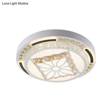 Contemporary Led Crystal Shaded Flush Ceiling Light - 23.5’/31.5’ W White