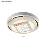 Contemporary Led Crystal Shaded Flush Ceiling Light - 23.5’/31.5’ W White
