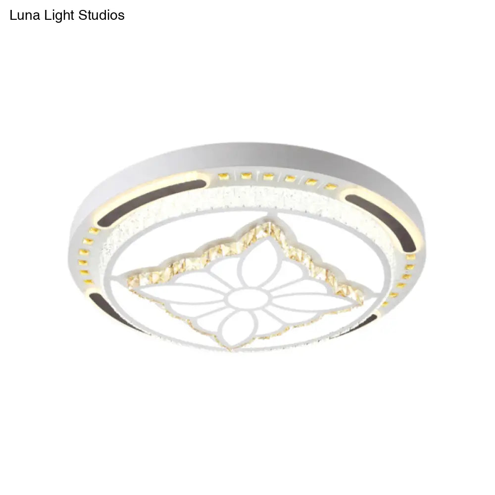 Contemporary Led Crystal Shaded Flush Ceiling Light - 23.5’/31.5’ W White