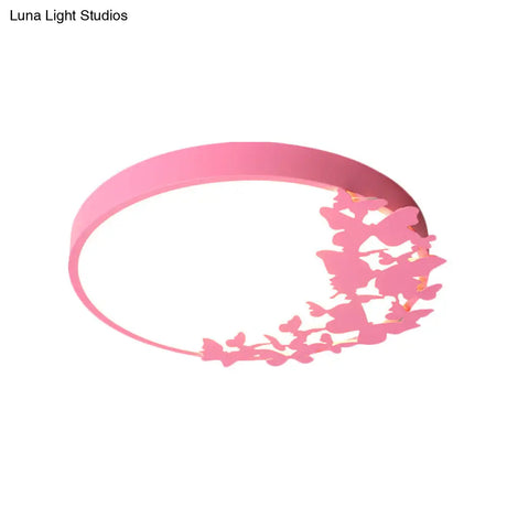 Contemporary Led Drum Ceiling Light Fixture In Pink/Blue/Yellow - Brighten Your Bedroom With Flush