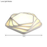 Contemporary Led Flush Ceiling Light - Pentagon Design In Warm/White For Bedroom Acrylic Diffuser