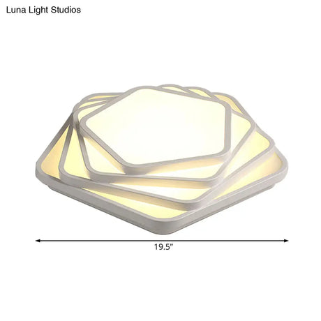 Contemporary Led Flush Ceiling Light - Pentagon Design In Warm/White For Bedroom Acrylic Diffuser