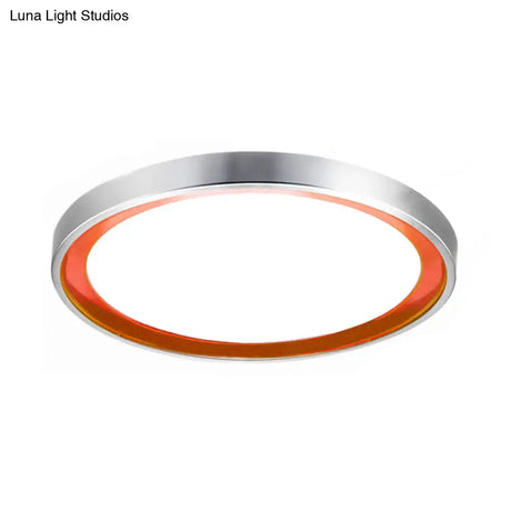 Contemporary Led Flush Light In Orange/Blue/Purple With Warm/White Glow - 14’/16’/20’ Metal