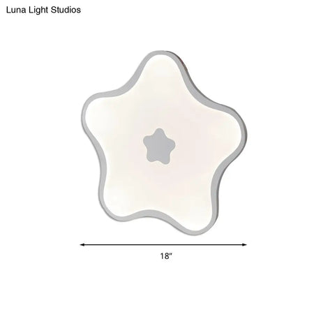 Contemporary Led Flush Mount Ceiling Lamp For Study Room - White Star Acrylic Light