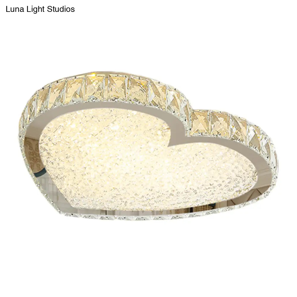 Contemporary Led Flush - Mount Crystal Ceiling Lamp – Stainless Steel