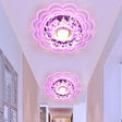 Contemporary Led Flush Mount Crystal Glass Ceiling Fixture - Stainless - Steel Warm/White/Multi