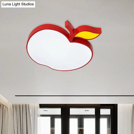Contemporary Led Flush Mount Light Fixture With Acrylic Shade - White Grape/Banana/Apple Theme